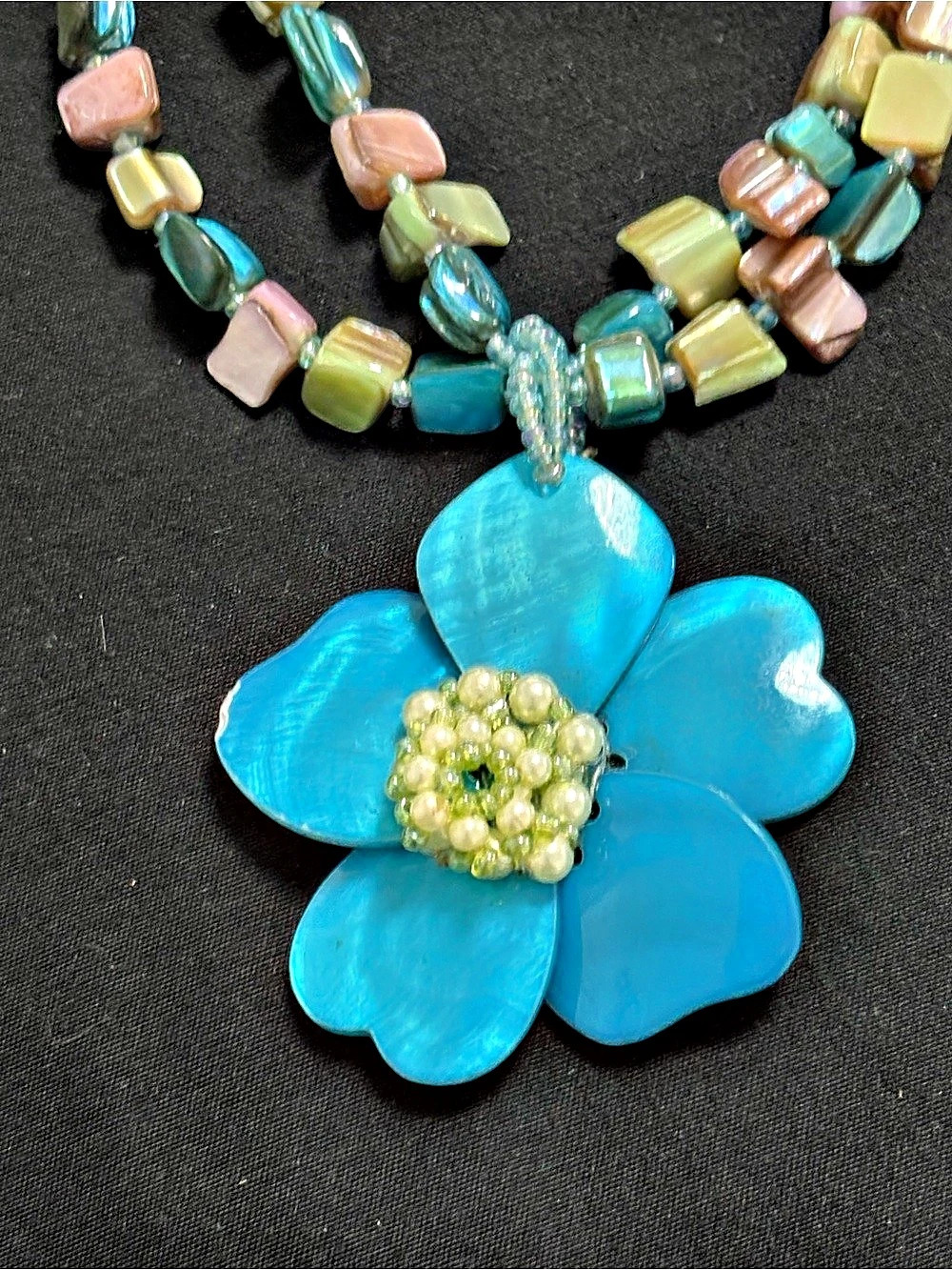 Blue & Multicolor Floral Statement Necklace